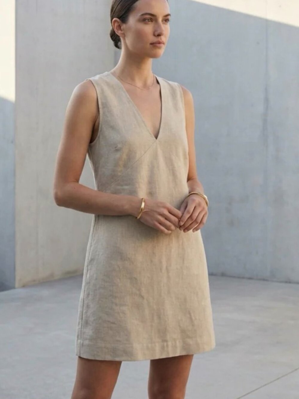 Madewell Linen Mini Dress-White, Size  Medium